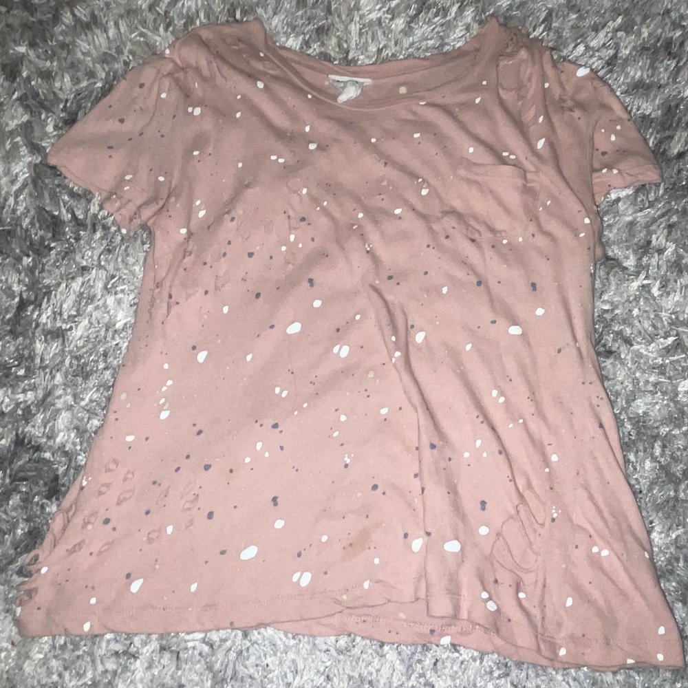 Pink hole shirt (splatter painted)